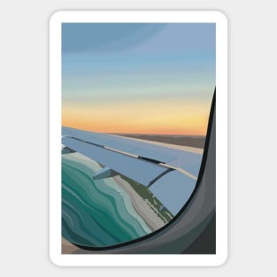 Sunset plane window view Sticker